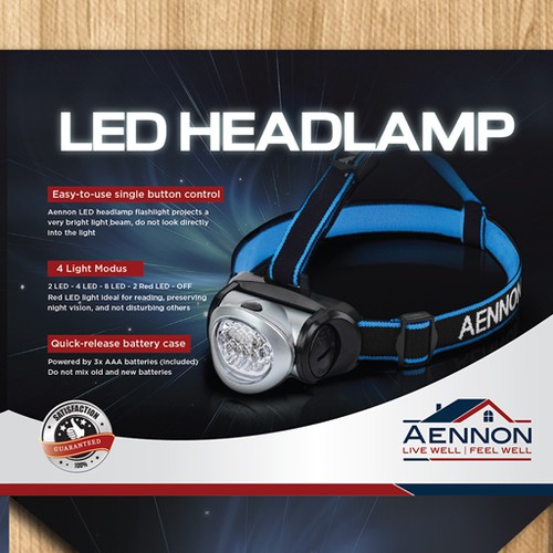 Create A **LED Headlamp Flashlight** Packaging Design To Be Seen All Around The World Diseño de A.D.S