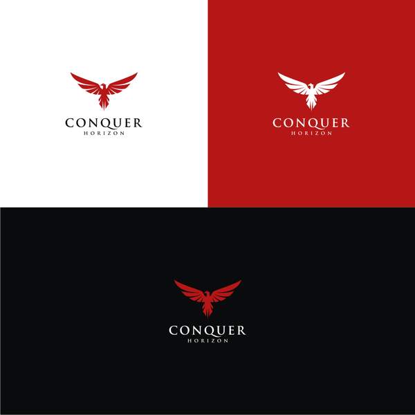 Design realizzato da kolang-kaling intitolato "Iconic and punchy Brand identity for our upcoming brand “Conquer Horizon”."