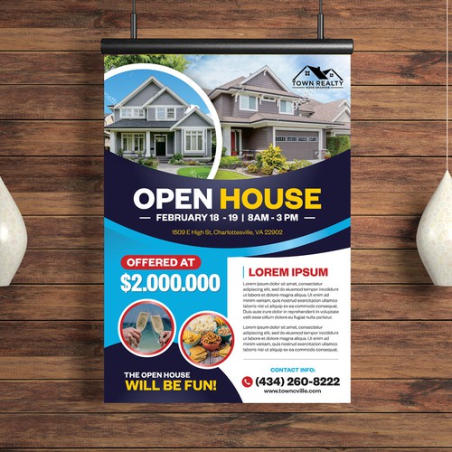 Open House Flyer - Champaign and Snacks! Design by Dzhafir