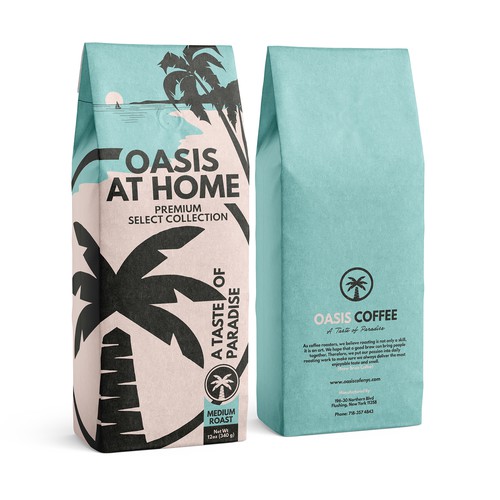OASIS CAFE COFFEE BEAN PACKAGING DESIGN Design by ghielzact