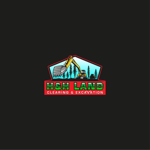 LOGO AND LETTER HEAD FOR H&H LAND CLEARING AND EXEXCAVATION Design by cloudesign.id