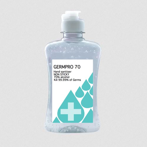 Design a Luxurious and Modern bottle label for Hand Sanitizer Product: GermPro 70!! Design by PinCodeDesign