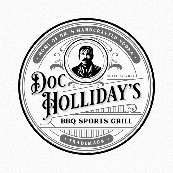Design by Fyra▲ titled "Doc Holliday's BBQ Sports Grill"