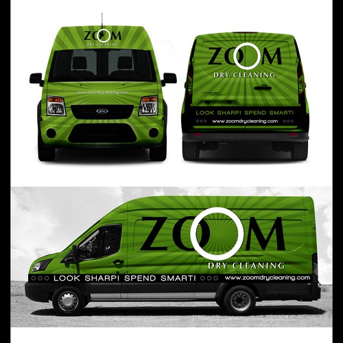 Zoom Dry Cleaning van wrap for eco-friendly one-price cleaner Design by ArunManuel