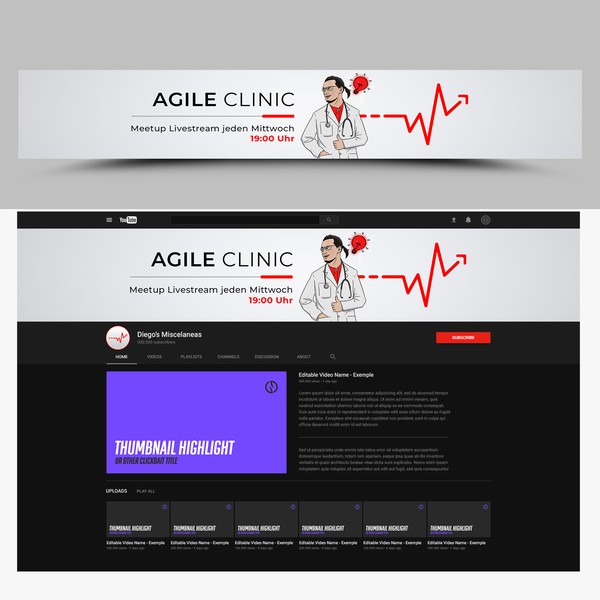 Design by Uzair-Graphics titled "Agile Clinic Youtube Channel Art"
