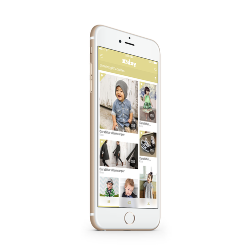 Mobile App Kidzy 2 simple screens + Logo. Design by Gibborp