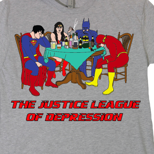 Total Tees: Justice League of Depression Diseño de Mr. C