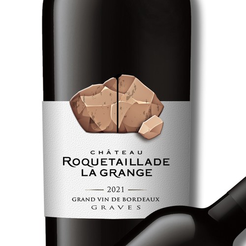 Label redesign: Attractive French Wine Label representing a carved rock-ontwerp door Debdutta*