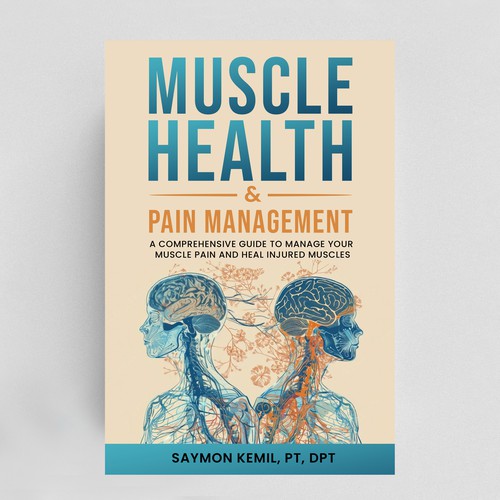 Book cover with a drawing images of the human anatomy combining muscles and bone structure. Design by NoBoundaries
