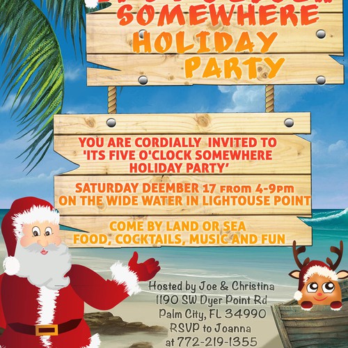 'Its Five O'Clock Somewhere' Holiday Party Invite | Card or invitation ...