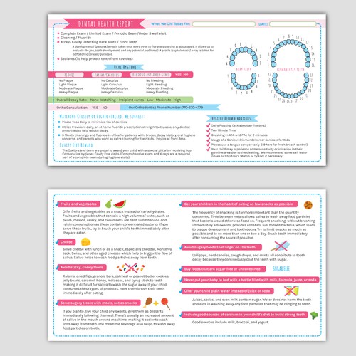 Dental report card for kids after cleaning visit Postcard, flyer or