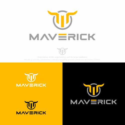 Need a modern abstract bull and M logo for our concrete construction company named Maverick. Design by petar k