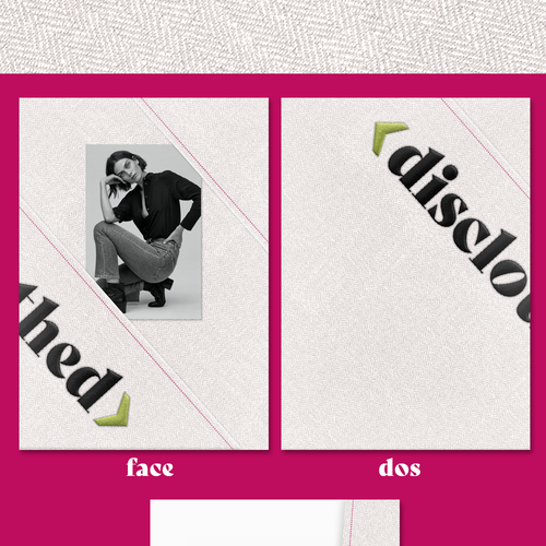 Design d'une pochette cartonnée type "sous-dossier" avec rabat. Univers couture et mode. Design by Ameline Studio