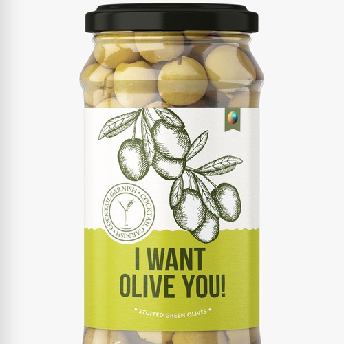 Olive Martini Cocktail Garnish - for Award-Winning Brand! Design by Adela.N