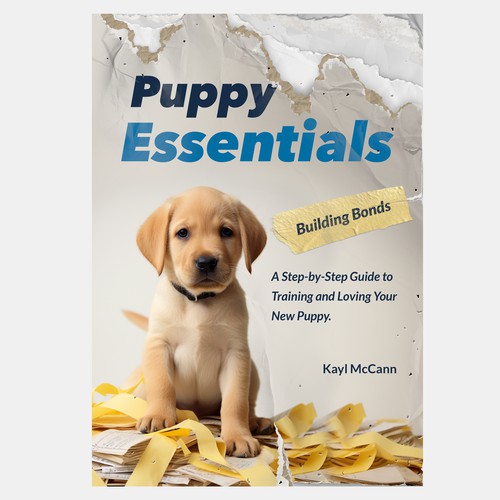 Cute puppy behaving badly for book cover Design by Studio MH