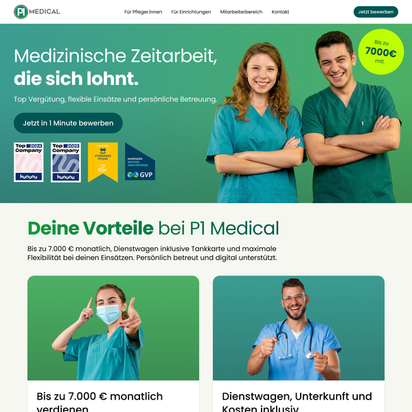 Design by Tim㋡ titled "Webdesign for P1Medical"