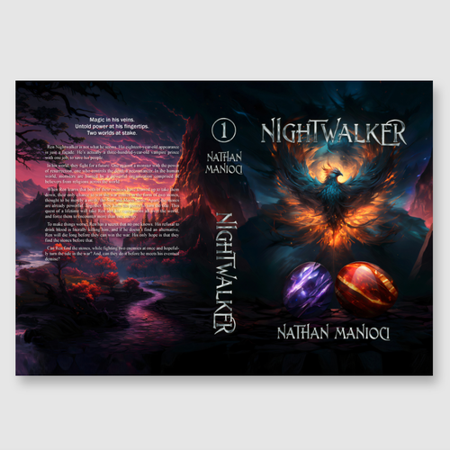 Cover and Spine Design for Fantasy Novel Nightwalker Design by Alex C.