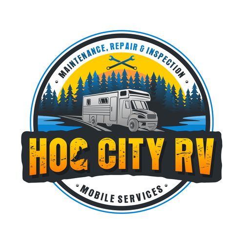 Design a retro/vintage camper logo for our RV Mobile Service business. Design by Hysteria!