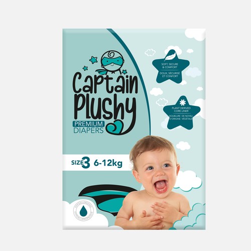 Packaging for playful baby diapers brand Design by Gergana ®