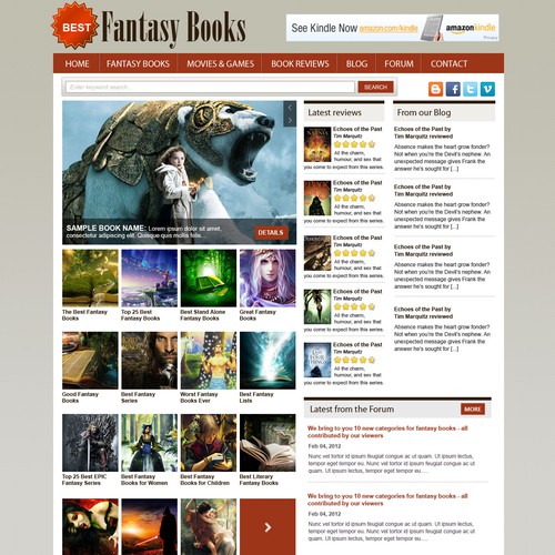 Help Best Fantasy Books with a new website design Design by rosiee007