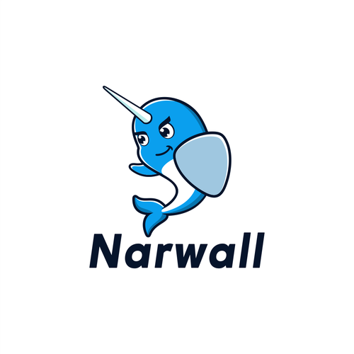 Create a cute, premium narwhal mascot for a bold, innovative COVID mask Design by DZenhar Studio