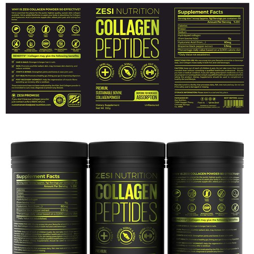 Design an attention grabbing, modern label for our collagen supplement Design by Imee008