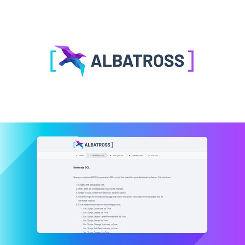 Create a logo for Albatross, a database migration tool. Design réalisé par eshtiyak™