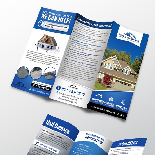 Create an eye-catching & informative brochure for a roofing company ...