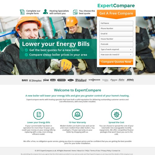 New landing page for boiler lead generation | Landing page ...