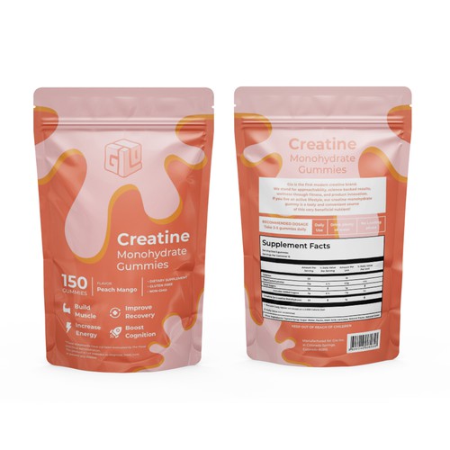 Bag Design for Creatine Monohydrate Gummy brand Design by Dzhafir