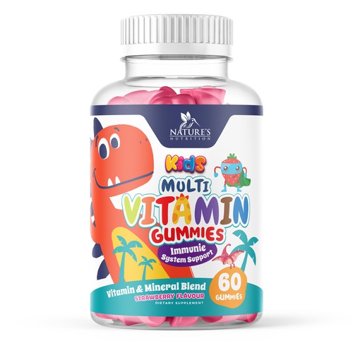 Tasty Kids Multivitamin Gummies Product Label for Nature's Nutrition Design by Designer_John