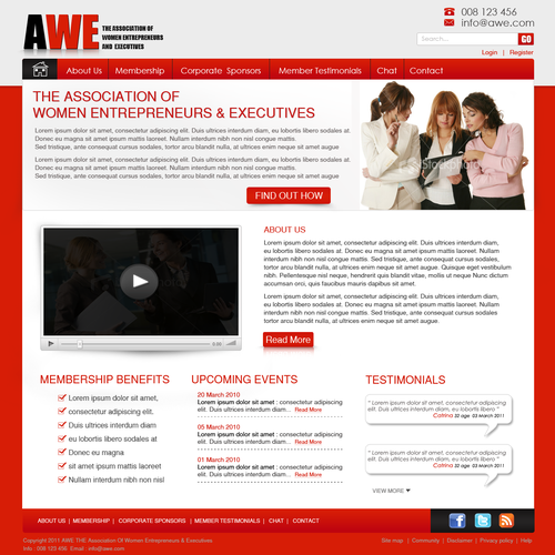 Create the next Web Page Design for AWE (The Association of Women Entrepreneurs & Executives) Ontwerp door Musuh Bumi