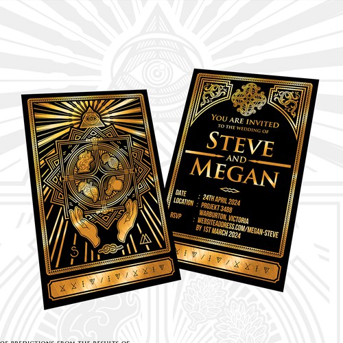 Dark Tarot-inspired Wedding Invitation Design by Abelina Cantika