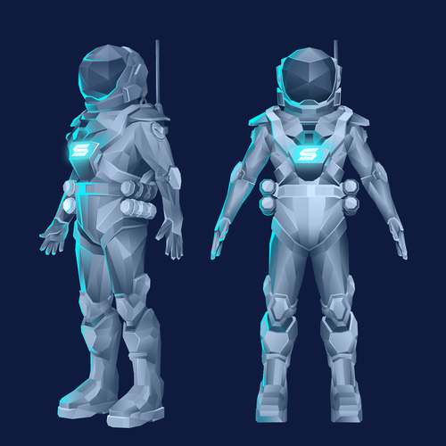 Statellite needs a futuristic low poly astronaut brand mascot! Réalisé par Terwèlu