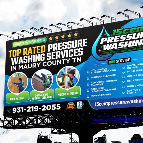 Modern Pressure Washing Billboard Design by Sketch Media™