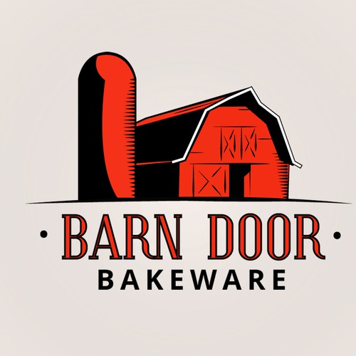 Create a "cool rustic" styled logo of a Barn Door for Barn Door Bakeware Logo Design by krehbielLABS