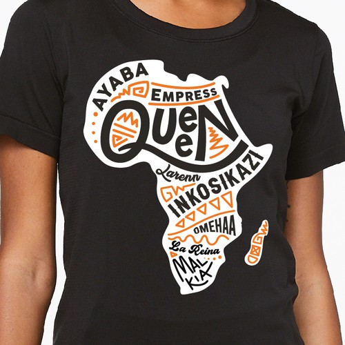 African Diaspora "QUEEN" Dialect T-Shirt Design Design by yulianzone