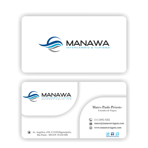 Please create a great Business Card design for travel agency Manawa! Design by Parth Soni