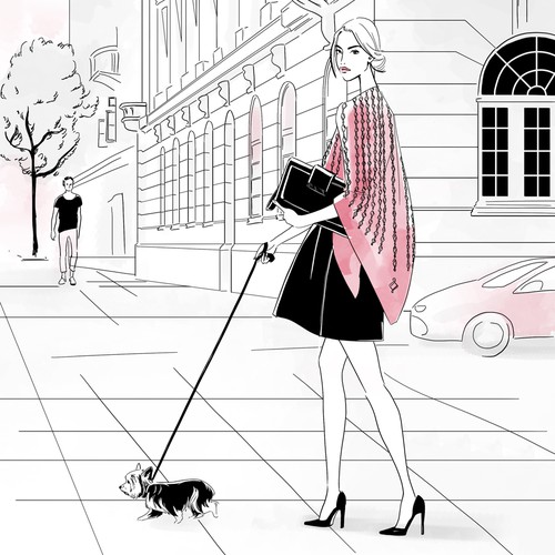 Series of mini "Ways to Wear" fashion illustrations for Women's Luxury Shawl Brand Réalisé par Khalima