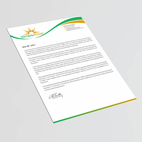 "Renewable Energy Company Letterhead" Design réalisé par thinkweb art