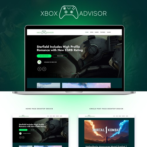 Require a modern and creative website design for a Xbox gaming blog Design by monodeepsamanta