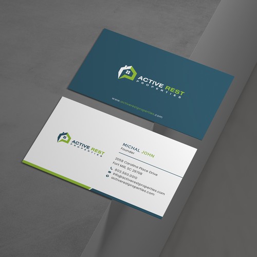 Modern Business Cards for Active Rest Properties Design by Saman Osama