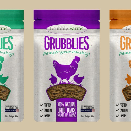 Awesome package needed for pet chicken treats! Design by Recreo Studio