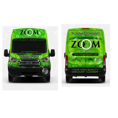 Zoom Dry Cleaning van wrap for eco-friendly one-price cleaner Design by ArunManuel