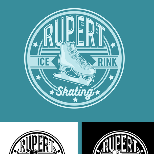Ice Skate Logo Profil Untuk Blue Ice Skating Rink