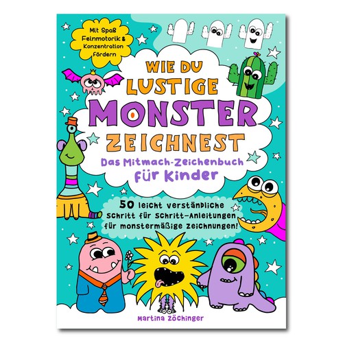 Design a cheerful cover for a monster drawing book for children Design by ALINAsINK