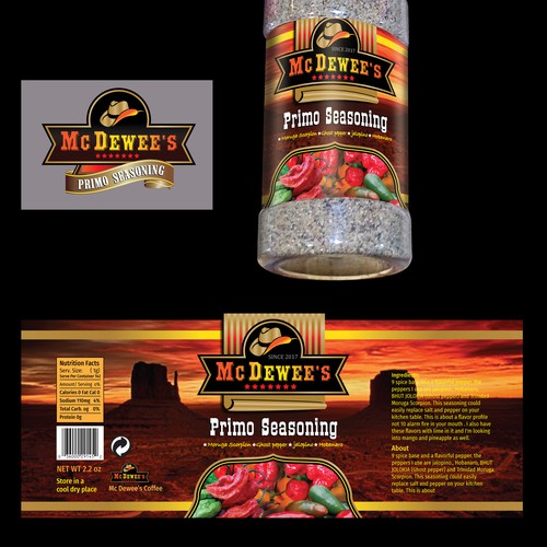 McDewee's Primo seasoning first label of new company more labels and