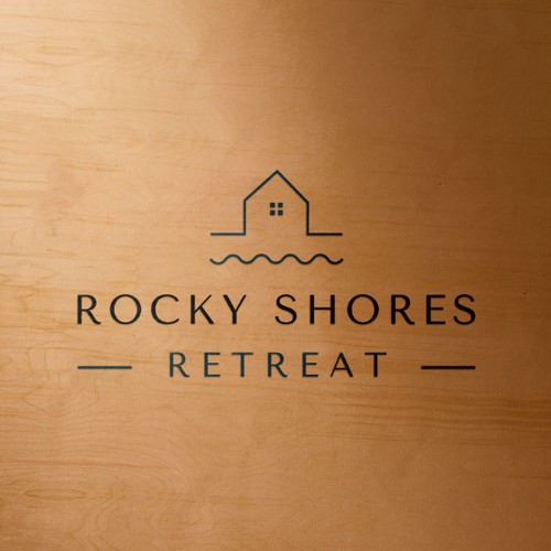 Rocky Shores Retreat Vacation Cottage Logo Design by zeykan