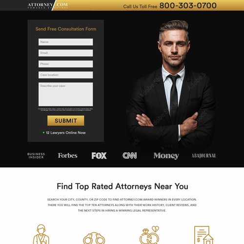 Design a Landing Page for Attorney.com Design by Umetnick