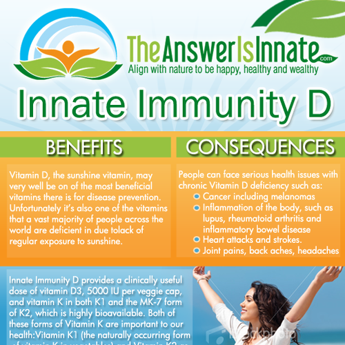 I need a FABULOUS 1 page Sales Flyer for a Vitamin D Supplement Design by SabD